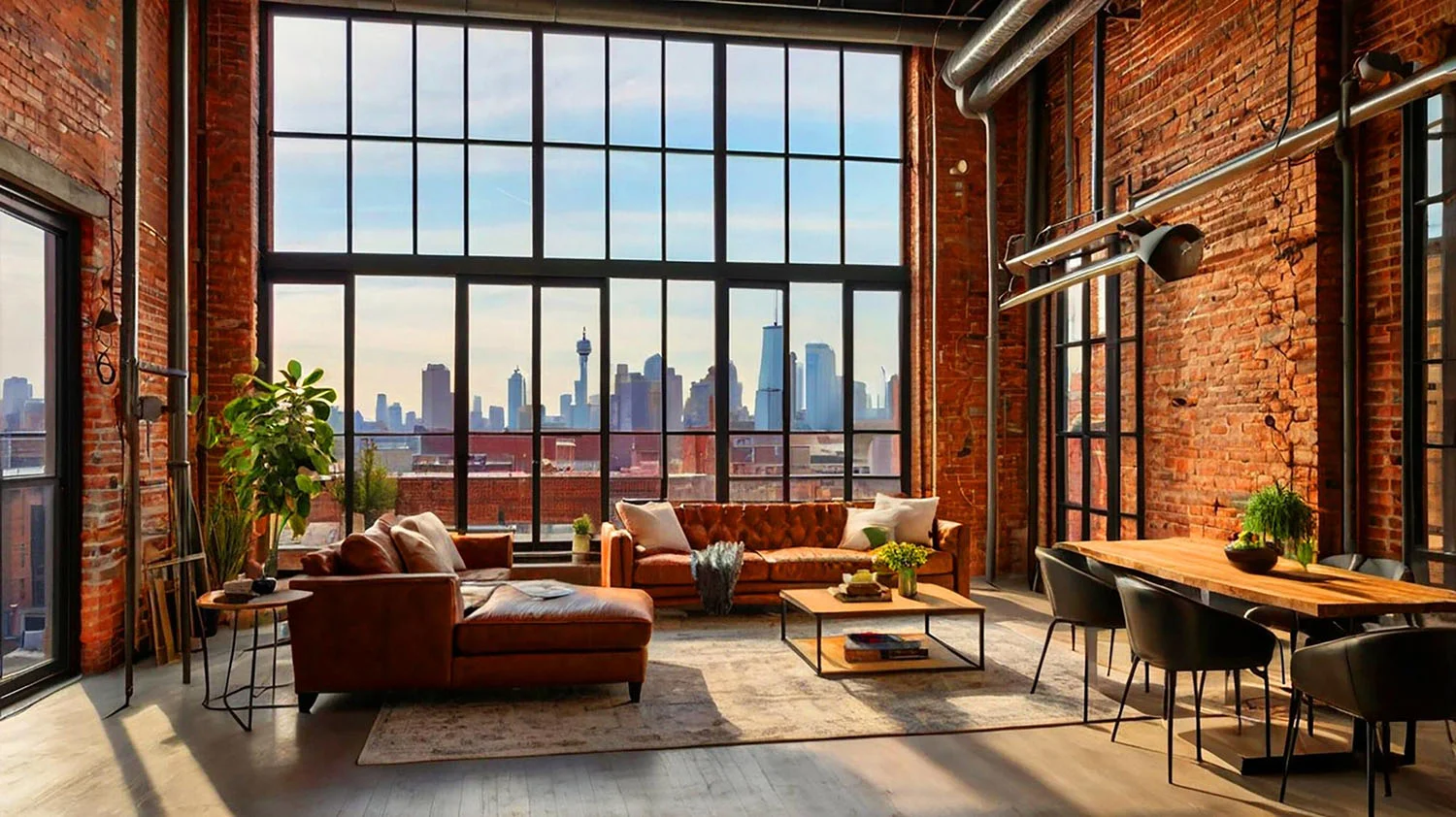 Warm New York loft interior